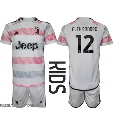 Juventus Alex Sandro #12 Replik Auswärtstrikot Kinder 2023-24 Kurzarm (+ Kurze Hosen)